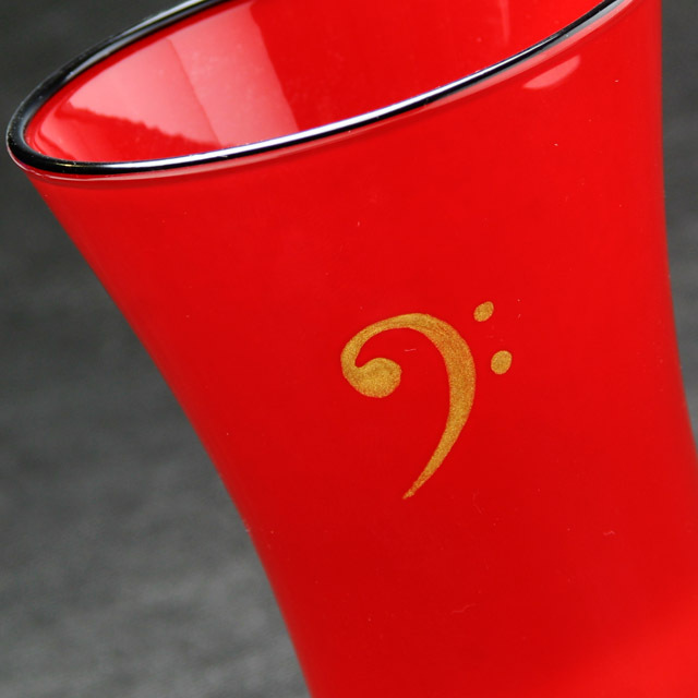 会津塗 ガラス漆器 清酒杯 へ音記号 バス記号 音楽雑貨 音楽グッズ 音楽ギフト 音楽小物