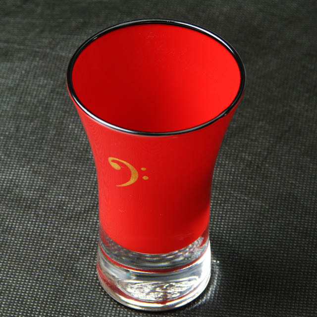 会津塗 ガラス漆器 清酒杯 へ音記号 バス記号 音楽雑貨 音楽グッズ 音楽ギフト 音楽小物