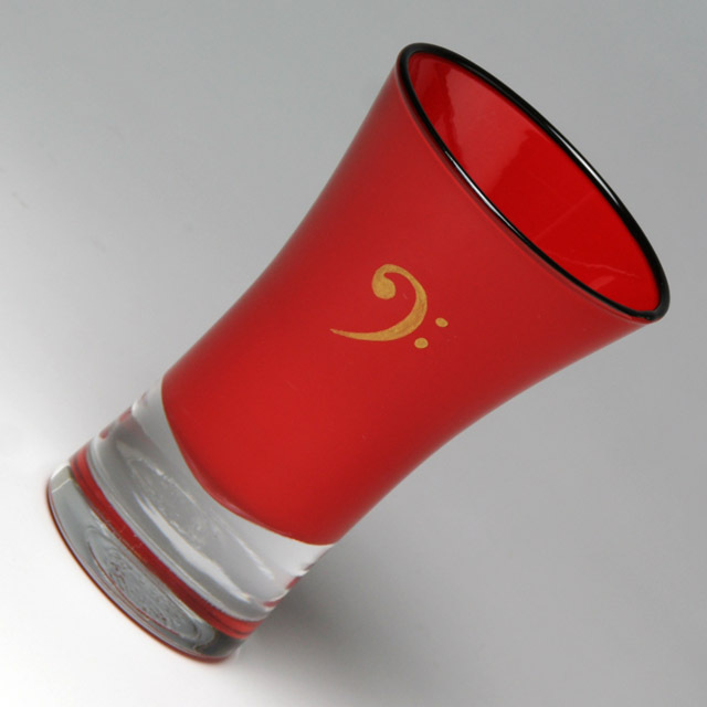 会津塗 ガラス漆器 清酒杯 へ音記号 バス記号 音楽雑貨 音楽グッズ 音楽ギフト 音楽小物