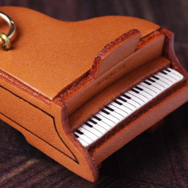 本革 キーホルダー グランドピアノ Piano 音楽雑貨 音楽グッズ 音楽ギフト