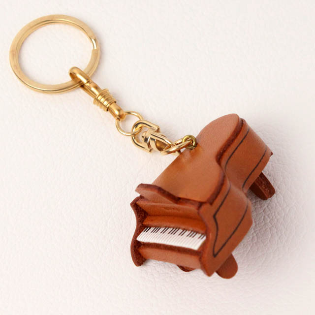 本革 キーホルダー グランドピアノ Piano 音楽雑貨 音楽グッズ 音楽ギフト
