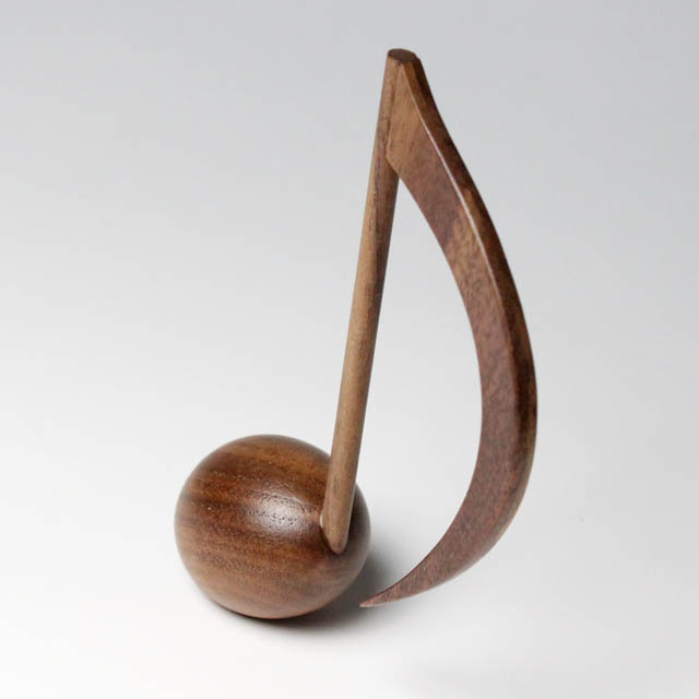 銘木 ペーパーウェイト 8分音符 ウォルナット 音楽雑貨 音楽ギフト