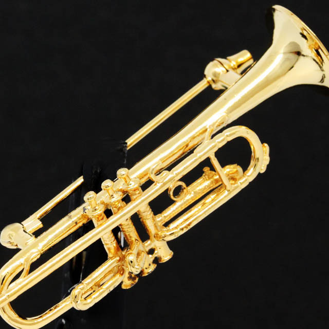 Sv925 シルバー ブローチ トランペット K24メッキ仕上 音楽雑貨 アクセサリー専門店 プレリュード