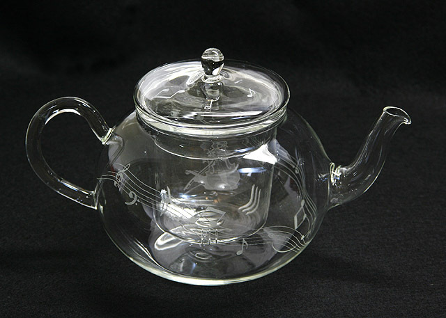 ガラスティーポット　ヴァイオリン