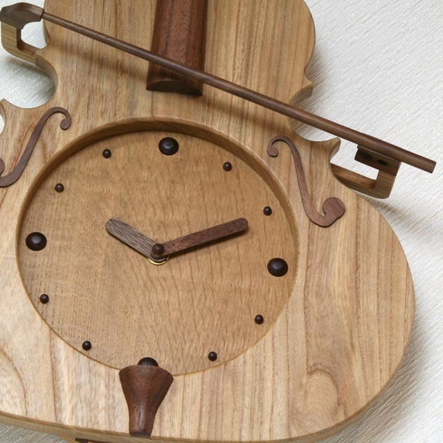 ヴァイオリン 弦楽器 振り子時計 銘木 音楽雑貨 音楽グッズ 音楽ギフト 楽器グッズ