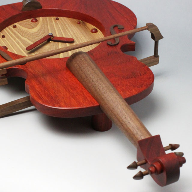 銘木 ヴァイオリン 振り子時計 パドック ＆ ウォールナット 音楽雑貨