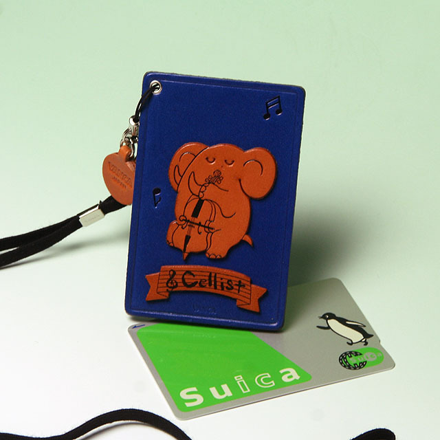 本革 パスケース 定期入れ チェロ 弦楽器 音楽雑貨 音楽ギフト 音楽グッズ