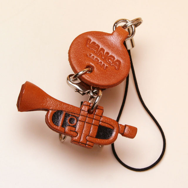 【日本未入荷】ROOTS メープルリーフ 本革チャームストラップ 本革製 携帯/スマホチャーム トランペット 409301 音楽雑貨