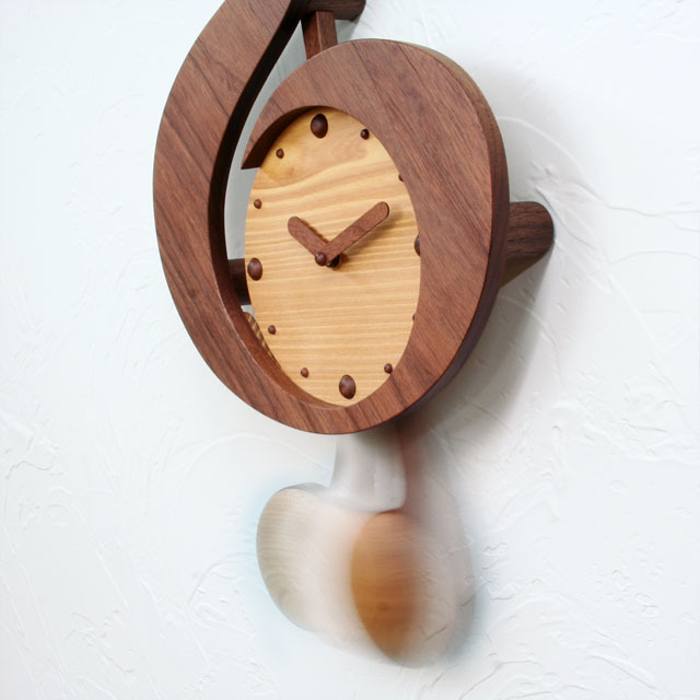 銘木 ト音記号 振り子時計 ウォルナット [Slim] 音楽雑貨