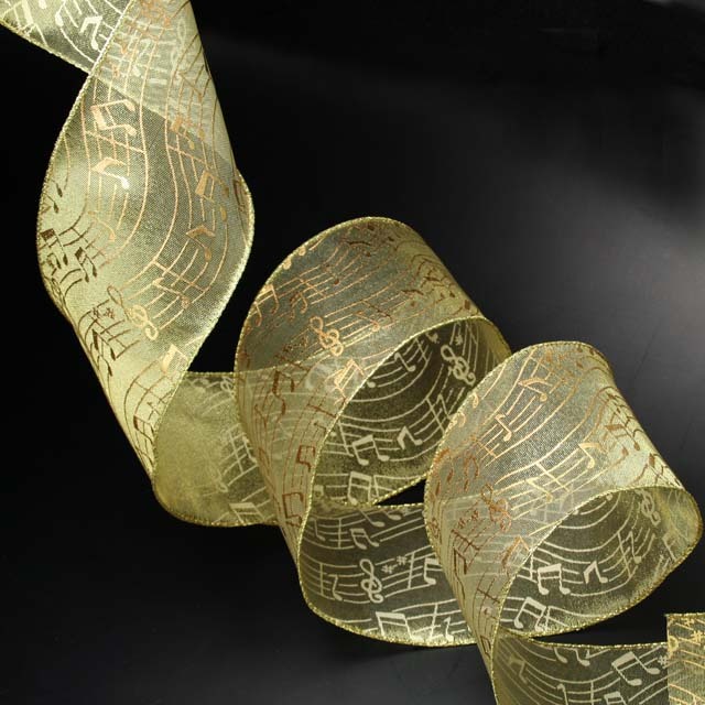 Wired Ribbon ワイヤーリボン 楽譜 音符 ト音記号 音楽雑貨 音楽小物 音楽グッズ