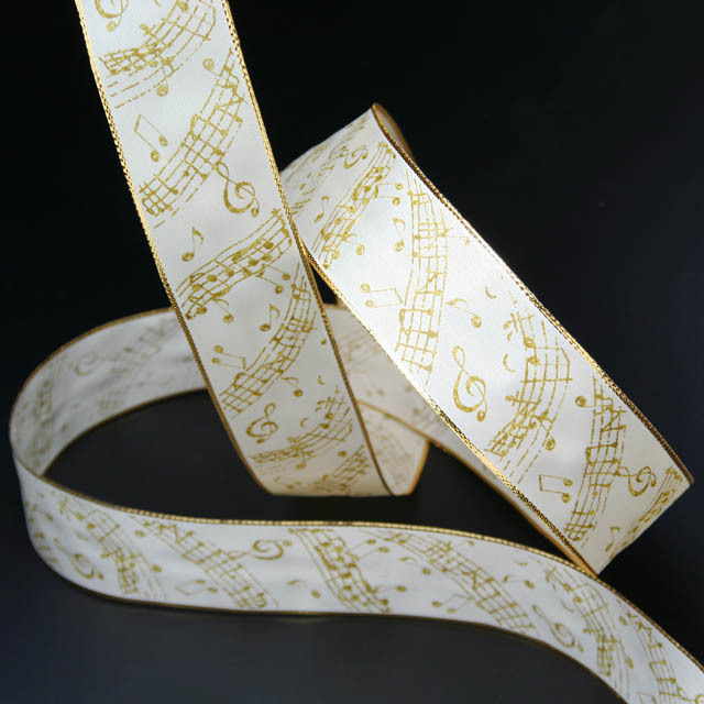 Wired Ribbon ワイヤーリボン 楽譜 音符 ト音記号 音楽雑貨 音楽小物 音楽グッズ