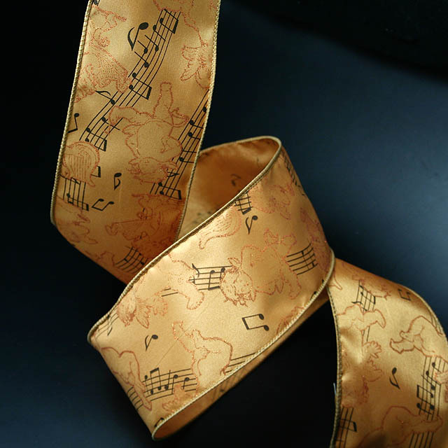 Wired Ribbon ワイヤーリボン 楽譜 音符 ト音記号 音楽雑貨 音楽小物 音楽グッズ