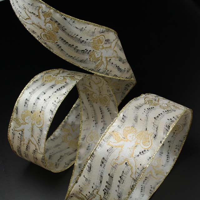 Wired Ribbon ワイヤーリボン 楽譜 音符 ト音記号 音楽雑貨 音楽小物 音楽グッズ