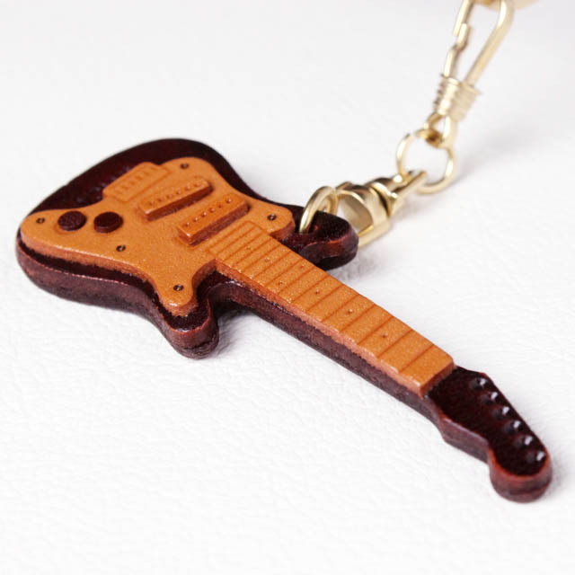 本革 キーホルダー エレキギター Erectric Guitar 音楽雑貨 音楽グッズ 音楽ギフト