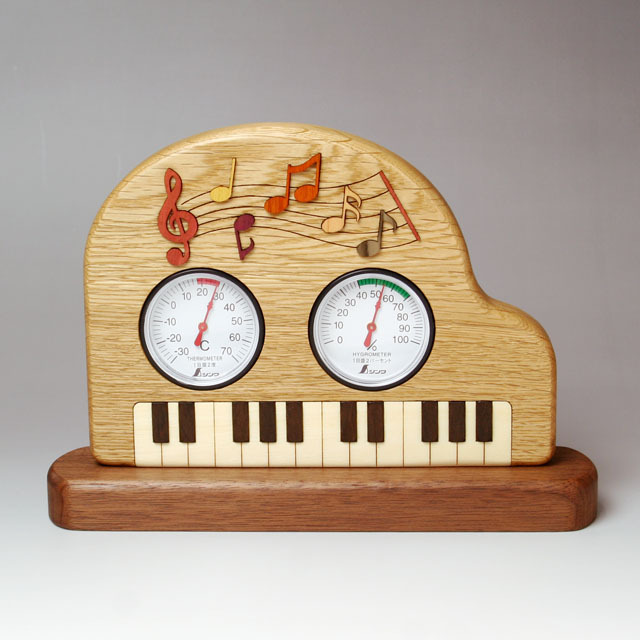 温度計 湿度計 グランドピアノ 鍵盤 ト音記号 音符 音楽雑貨 音楽ギフト 音楽グッズ