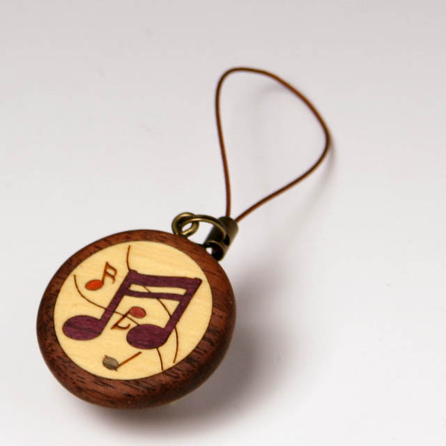 寄木象嵌 携帯ストラップ 8分音符 音楽雑貨・アクセサリー専門店