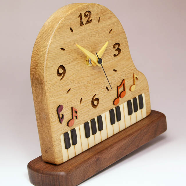 寄木象嵌 グランドピアノ 置時計 音楽雑貨 音楽グッズ