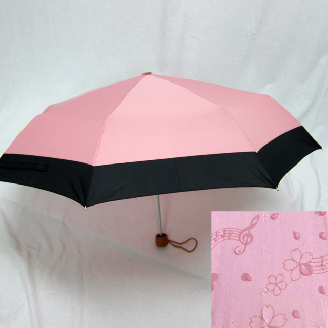 雨に浮き出る音符桜 折り畳み傘 音楽雑貨 音楽グッズ 音楽小物 音楽ギフト