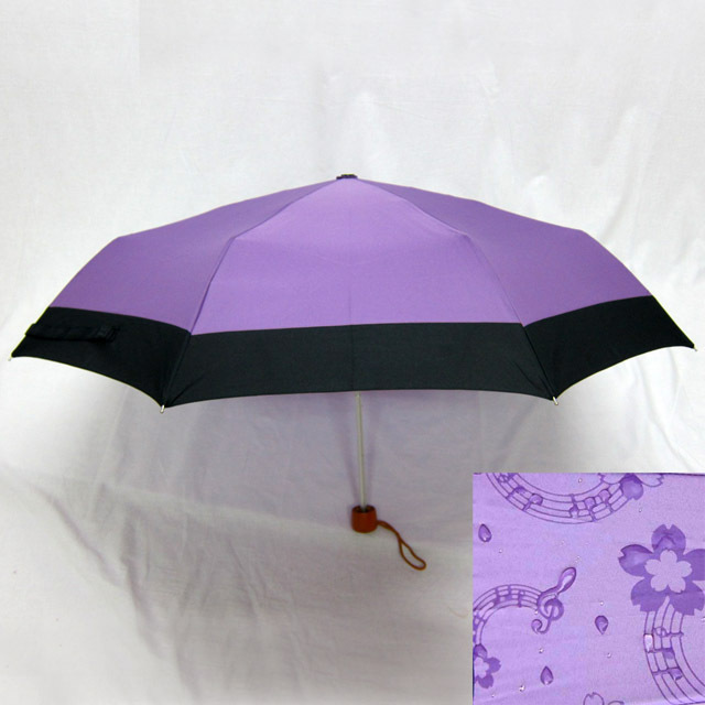 雨に浮き出る音符桜 折り畳み傘 音楽雑貨 音楽グッズ 音楽小物 音楽ギフト