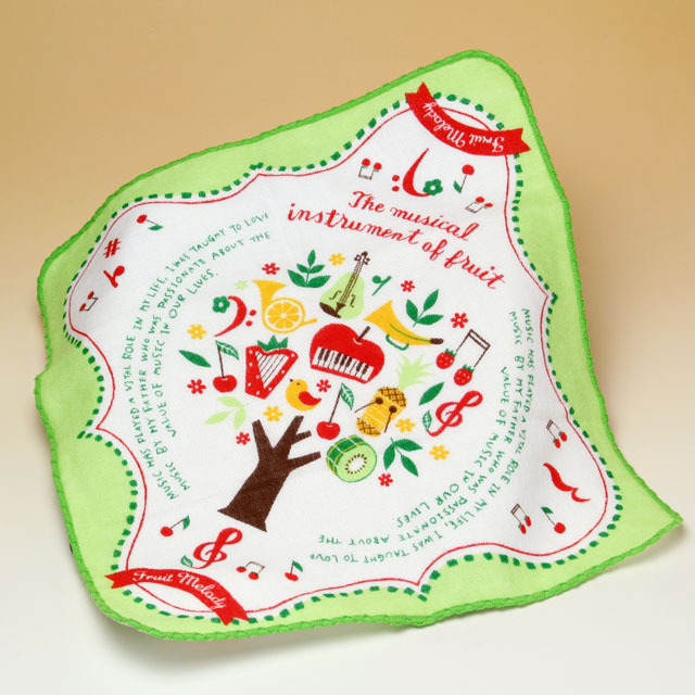 フルーツメロディ ハンドタオル 音楽雑貨 音楽グッズ