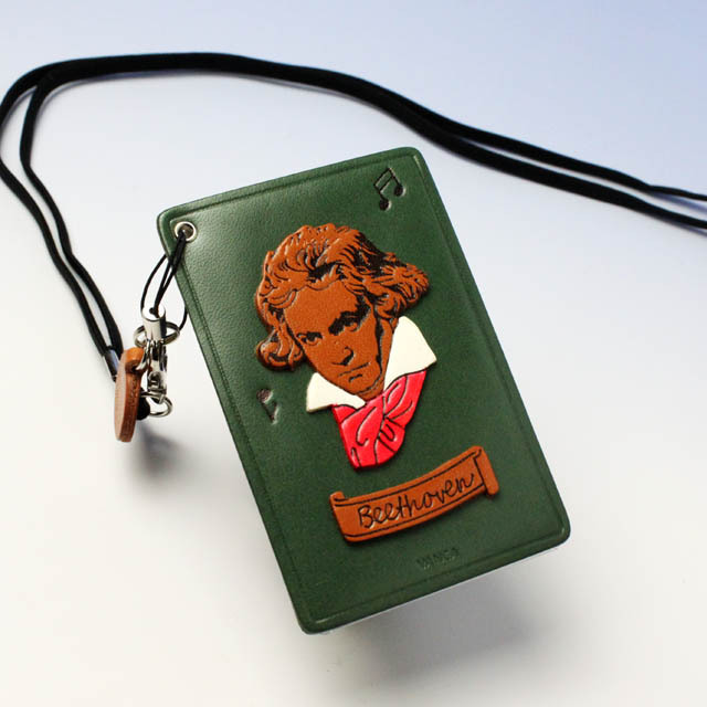 本革製パスケース ベートーヴェン 652042 □ 音楽雑貨・アクセサリー