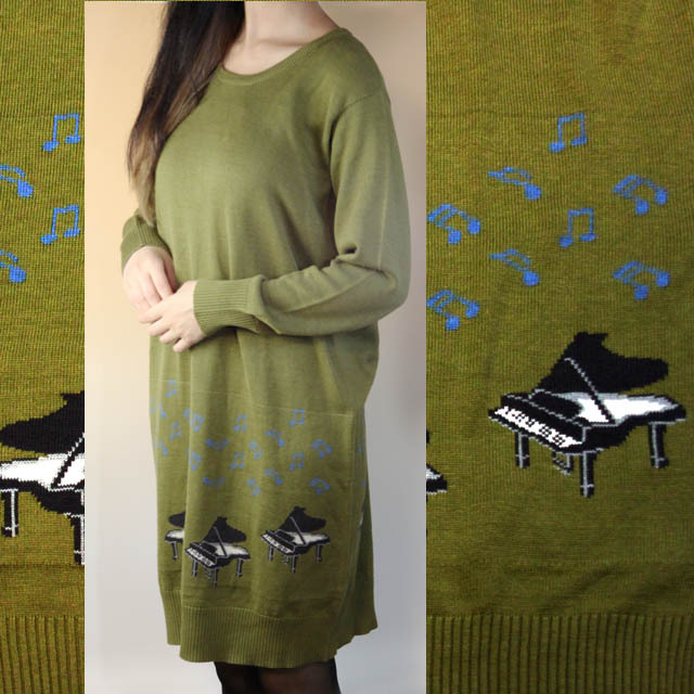 グランドピアノ ジャカード織 ワンピース 音楽雑貨 音楽グッズ