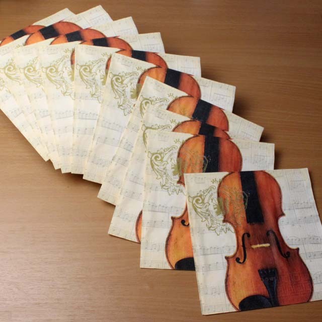 ヴァイオリン 楽譜 ペーパーナプキン 音楽雑貨 音楽グッズ