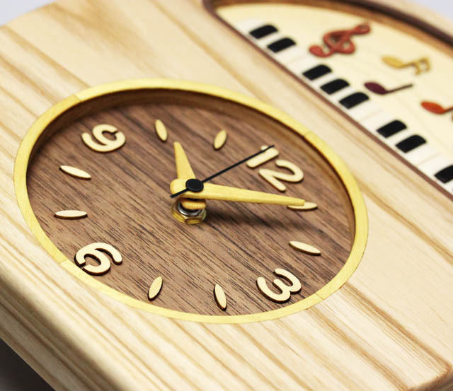 寄木象嵌 置・掛兼用 音楽時計 音楽雑貨・アクセサリー専門店