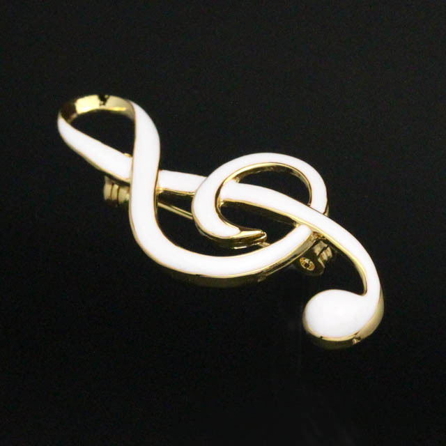 エナメルブローチ ト音記号 ホワイト 音楽雑貨・アクセサリー専門店