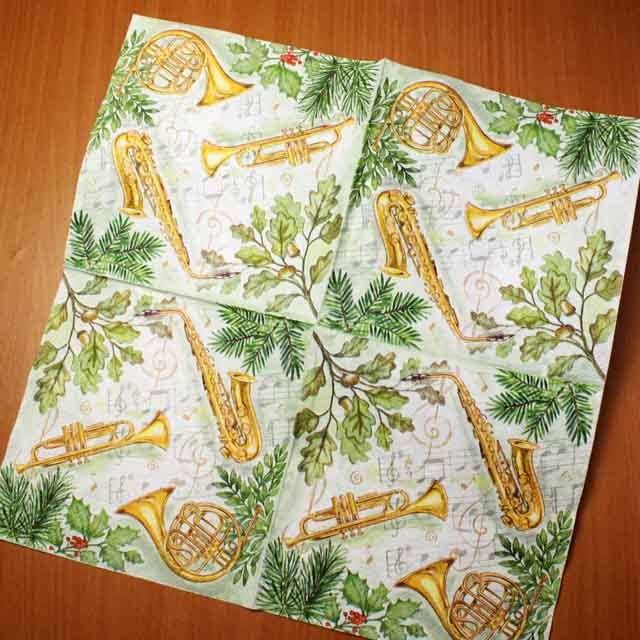 ペーパーナプキン ホルン トランペット 音楽雑貨 音楽グッズ
