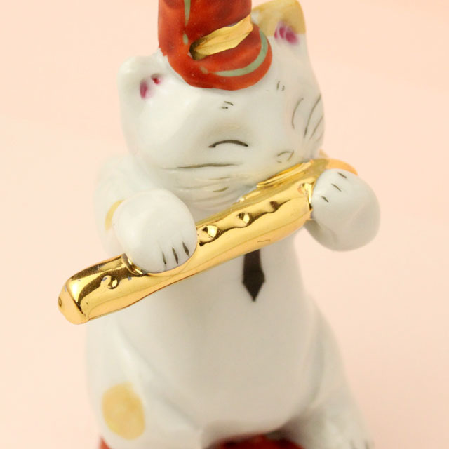 九谷焼 猫マーチング フルート 音楽雑貨 音楽グッズ