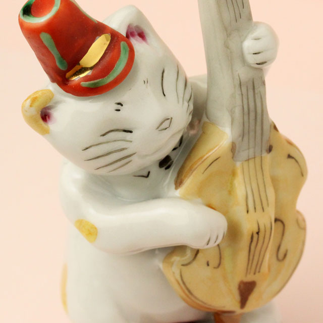 九谷焼 猫マーチング コントラバス 音楽雑貨・アクセサリー専門