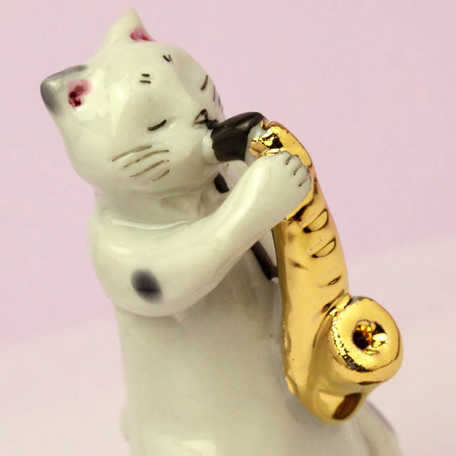 九谷焼 猫JAZZ サックス 音楽雑貨 音楽グッズ