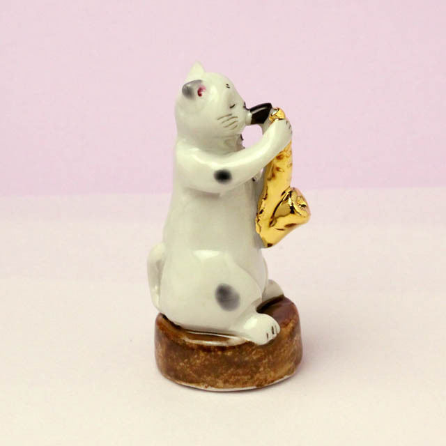 九谷焼 猫JAZZ サックス 音楽雑貨 音楽グッズ