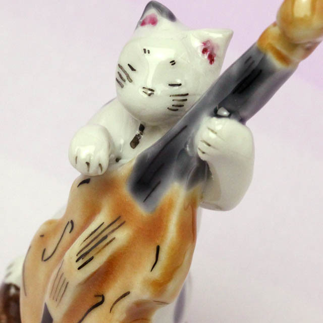九谷焼 猫JAZZ ベース（コントラバス） 音楽雑貨・アクセサリー