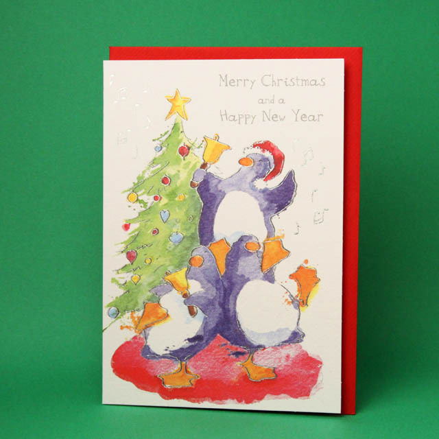 クリスマスカード,聖夜のペンギンたち,音楽雑貨,音楽グッズ