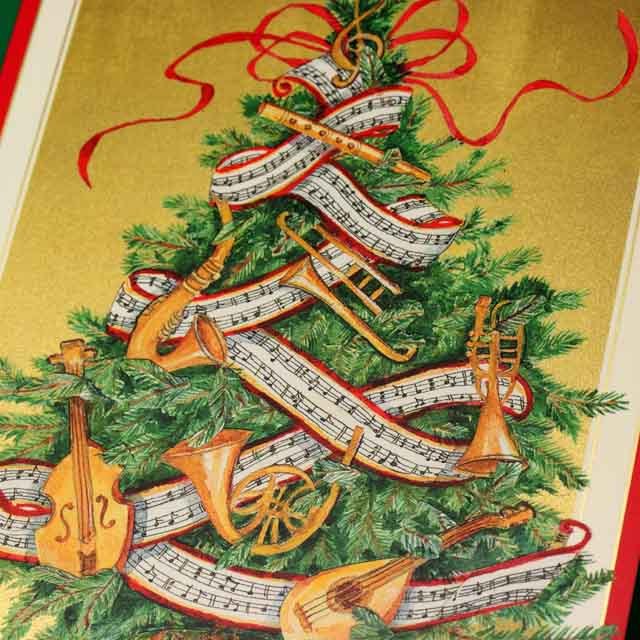 クリスマスカード,ツリーと楽器たち,音楽雑貨,音楽グッズ