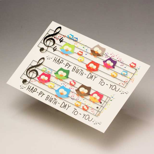 ポストカード 音符 誕生日 ひよこ 音楽雑貨