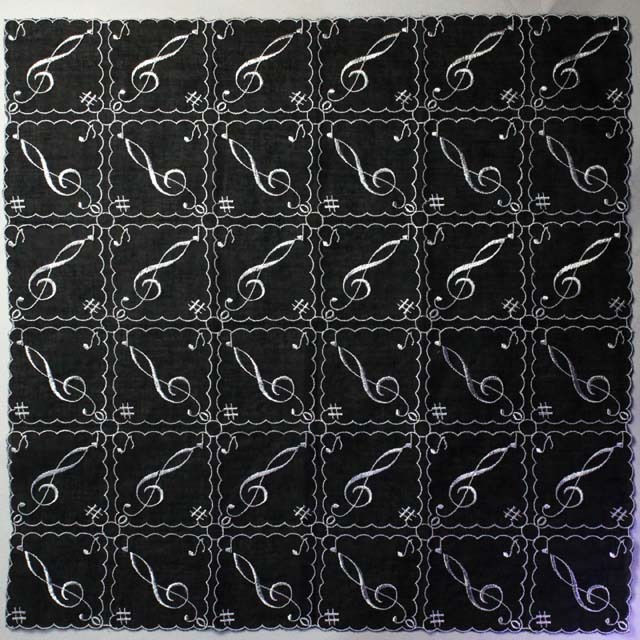 レース刺繍 ハンカチ ト音記号 音楽グッズ 音楽雑貨