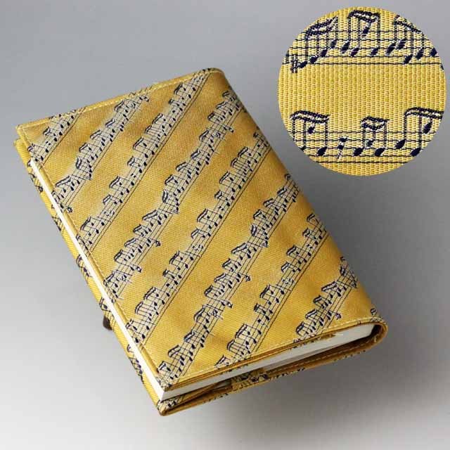 クラバット ネクタイ生地 楽譜 ブックカバー 音楽雑貨 音楽グッズ