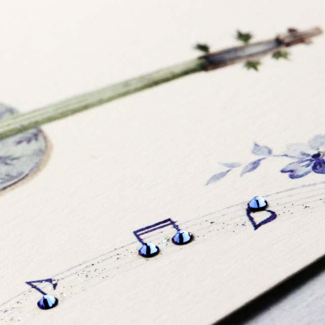 多目的カード Swarovski ブルーミュージック 音楽雑貨