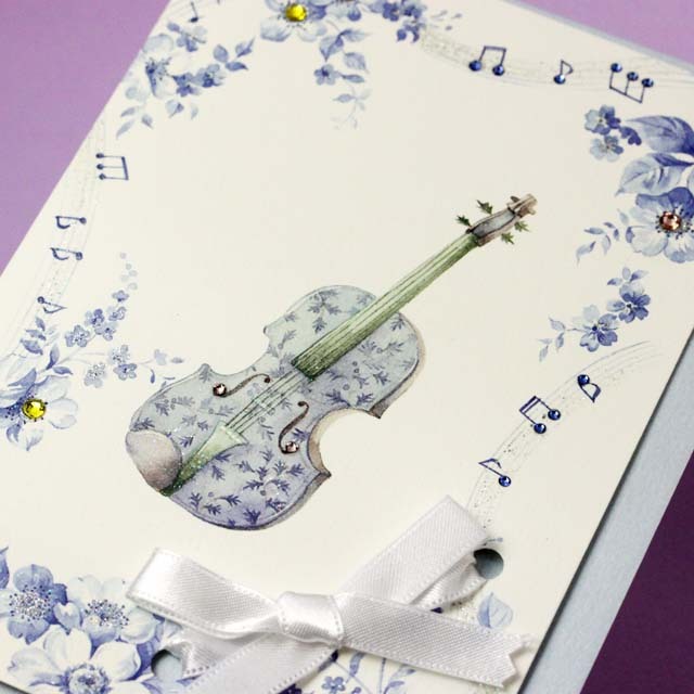 多目的カード Swarovski ブルーミュージック 音楽雑貨