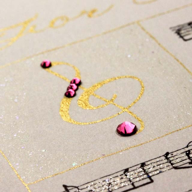 多目的カード Swarovski ト音記号 音楽雑貨