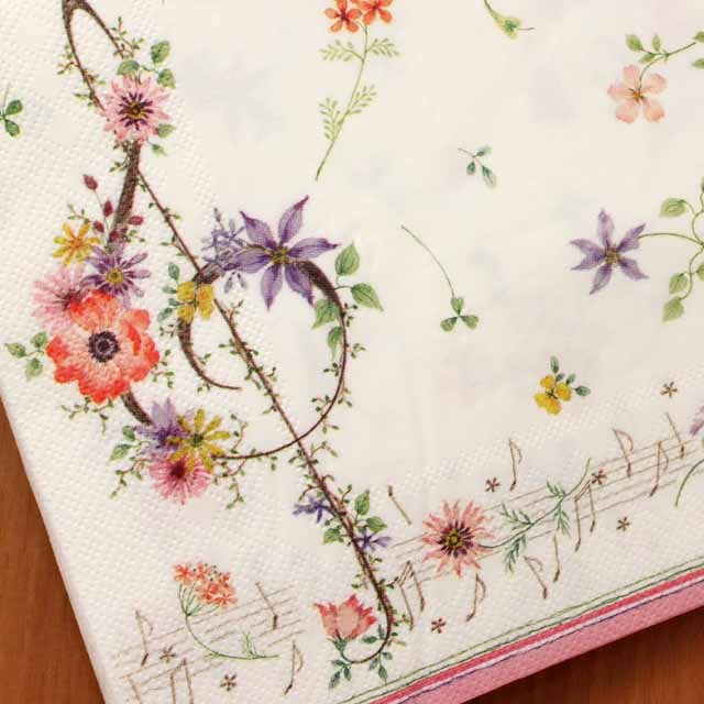 ペーパーナプキン 音楽雑貨 音楽グッズ フラワー ト音記号