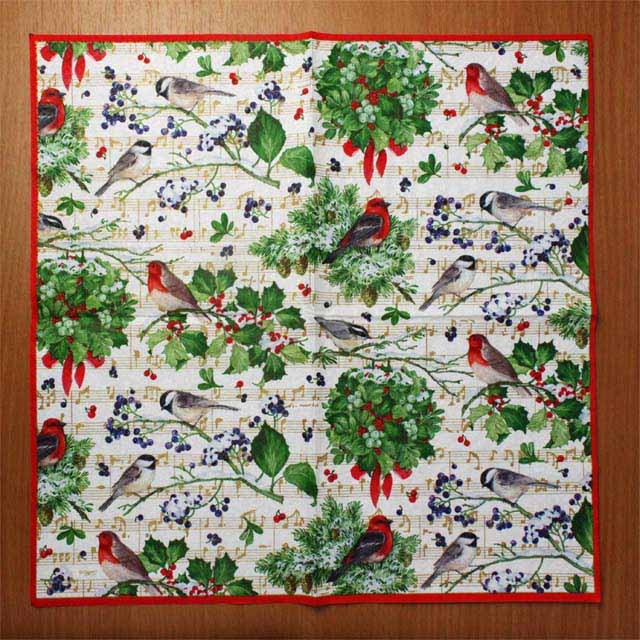 ペーパーナプキン 音楽雑貨 音楽グッズ 小鳥と楽譜