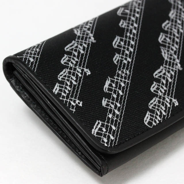 Leather & Jacquard 名刺入れ 《楽譜ブラック》 □ 音楽雑貨