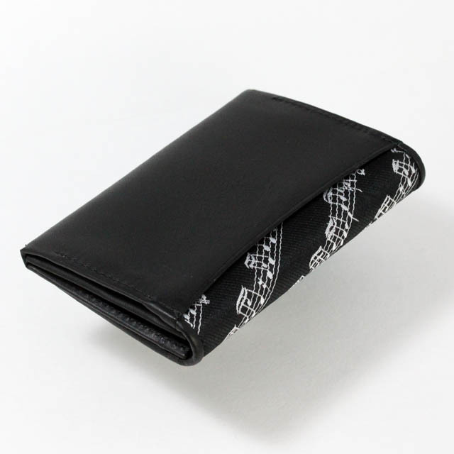 Leather & Jacquard 名刺入れ 《楽譜ブラック》 □ 音楽雑貨