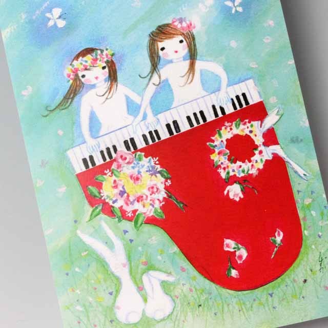 Shizuka Karasawa 絵葉書 《れんだん 花のワルツ》 音楽雑貨