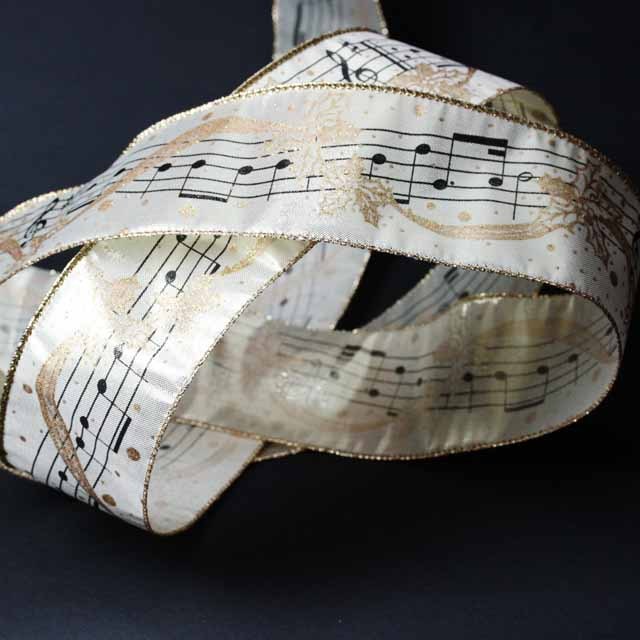 Wired Ribbon リボン ジングルベル 音符 音楽雑貨