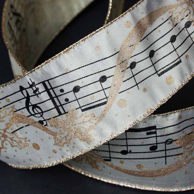 Wired Ribbon リボン ジングルベル 音符 音楽雑貨